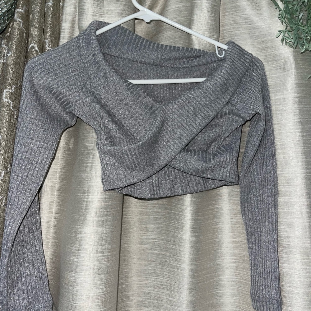 Grey off the shoulder top